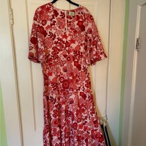 Rare Tuckernuck spiced chintz pink red ginger dress size large l
